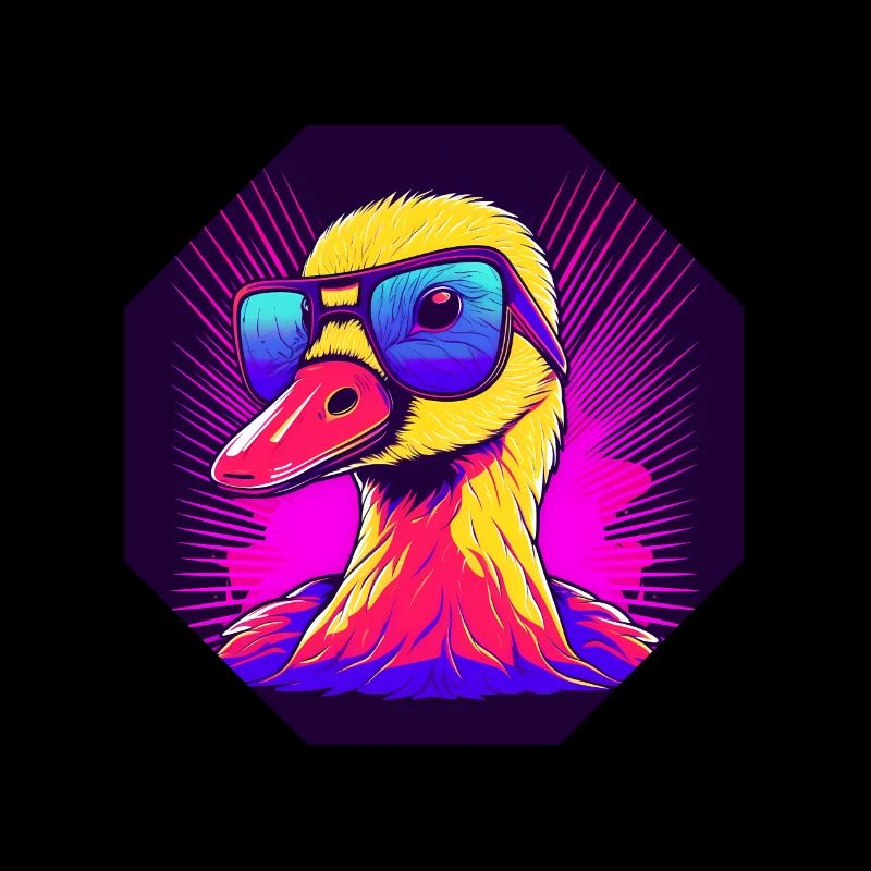 Synthwave Ente mit Sonnenbrille