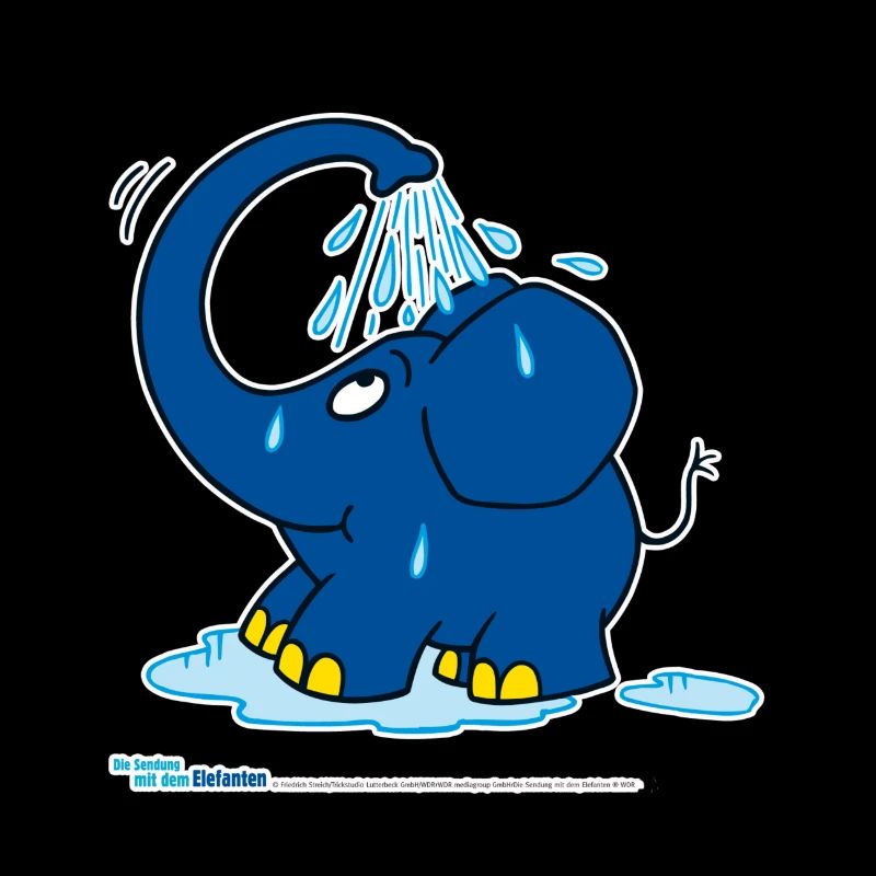 The elephant showers with a trunk