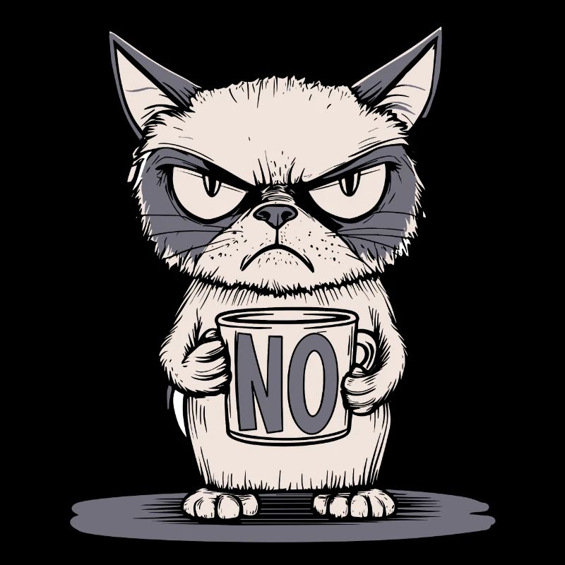 Annoyed Cat With No Mug - Morning Grouch