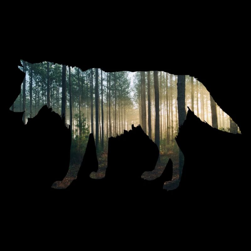 forest wolf double exposure