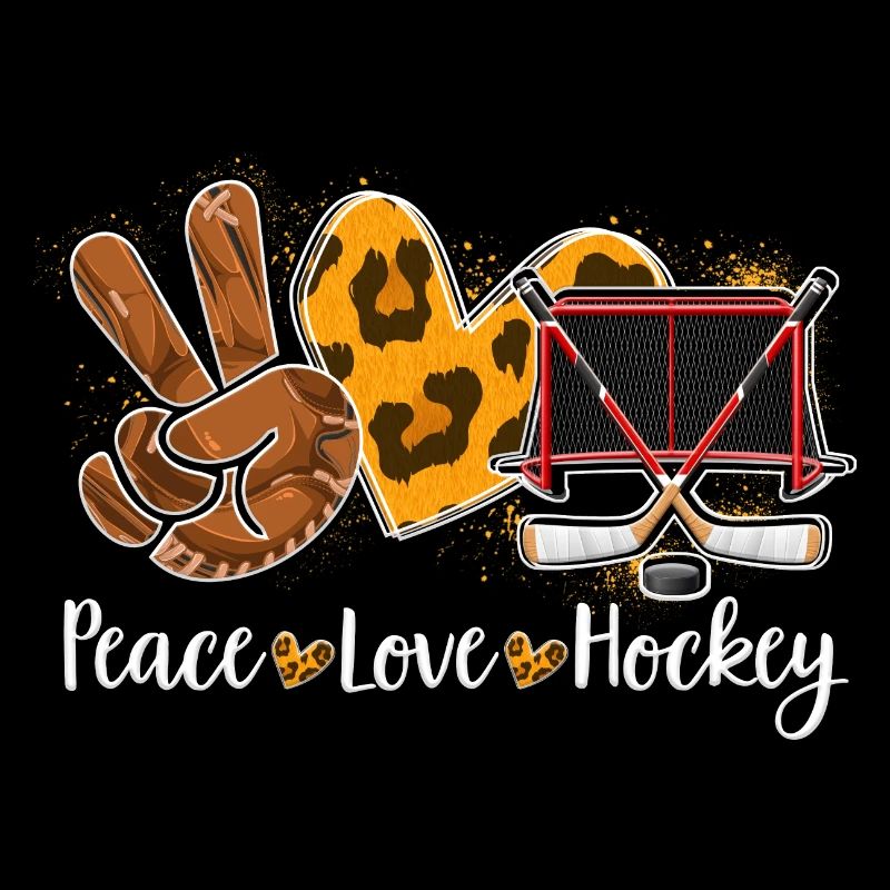 Peace Love Hockey Leopard Print Cheetah Pattern