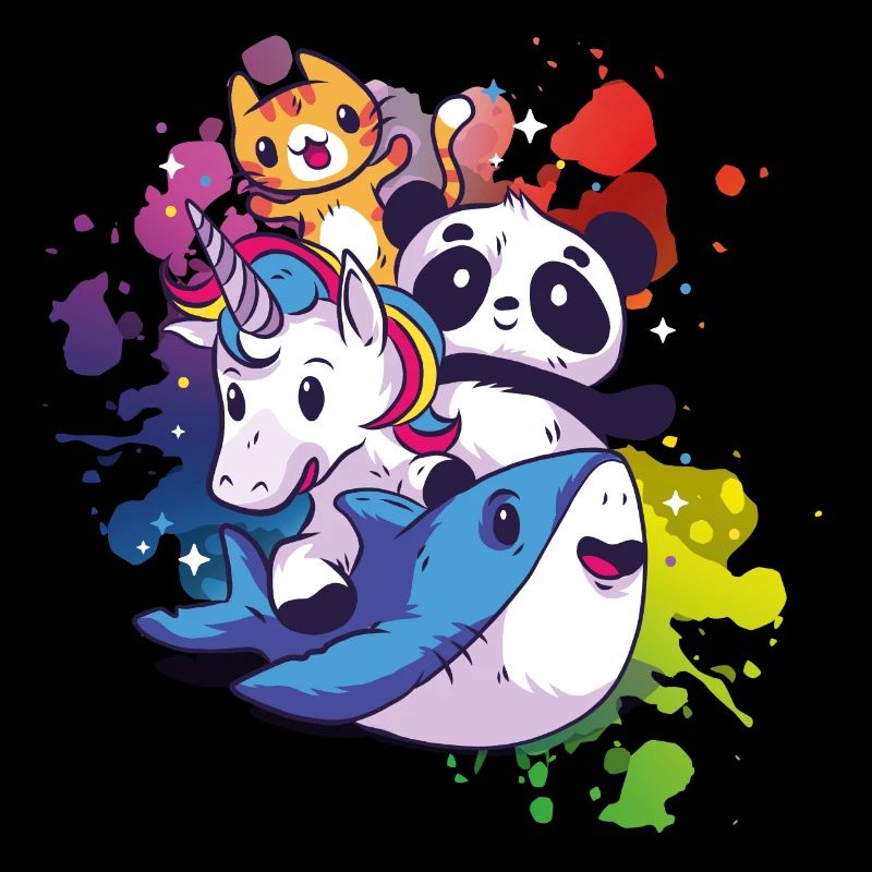 Animaux doux - panda, chat, licorne, requin