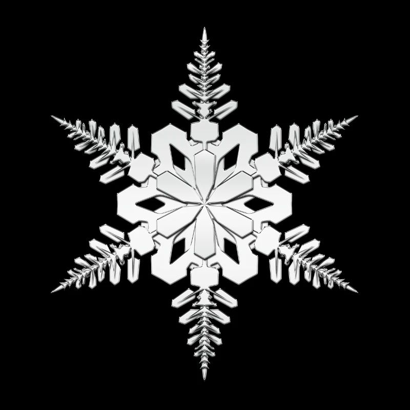 Snowflake, snowflake Silver white in 3D