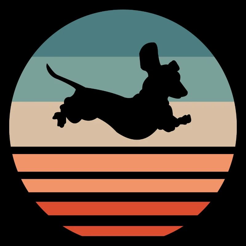 Dackel Dackelhund Silhouette Retro Geschenk