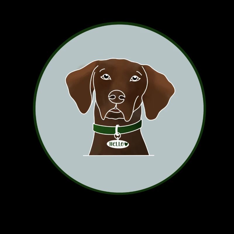 Chien Braque Allemand mignon avec collier "Hello"