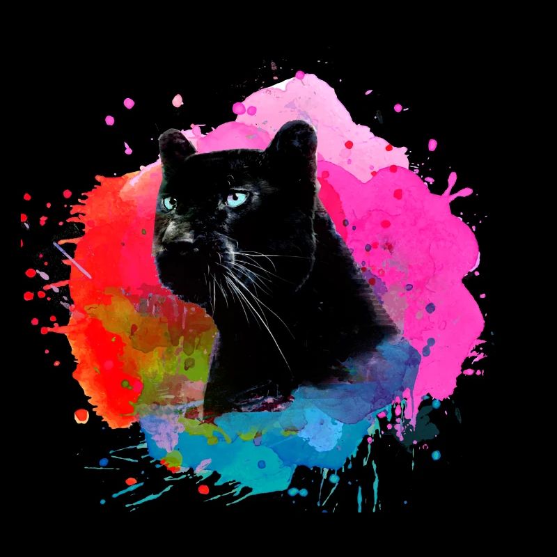 panthère, guépard, léopard, noir, coloré, graffiti