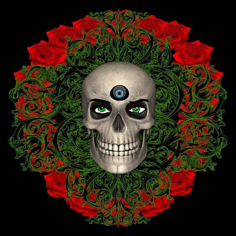 Schädel mit Rosen
