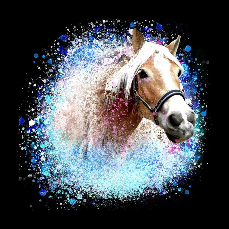cheval,haflinger, graffiti, peinture,bleu, chevaux,