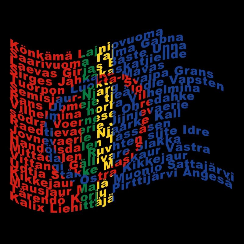 Sapmi Flagge mit samischen Dörfern