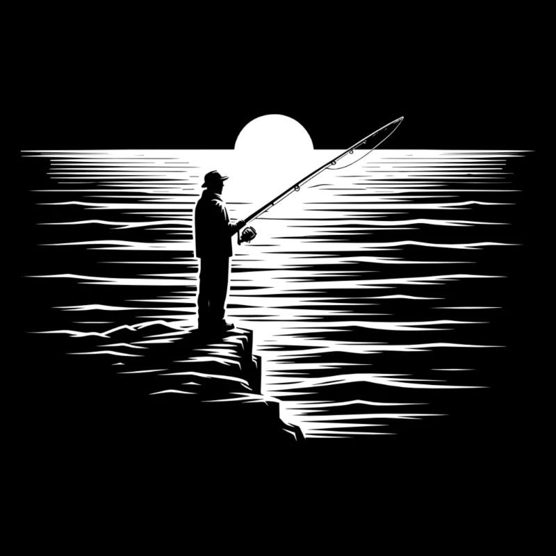 Angler an einer Klippe