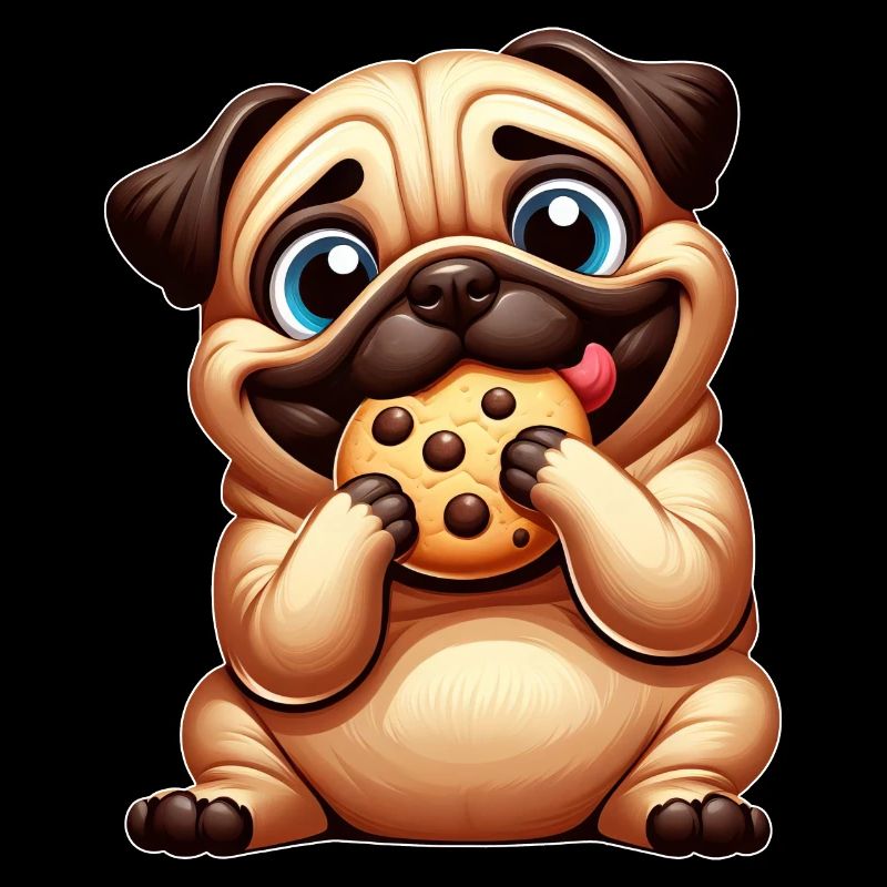 Cute Pug Dog with Cookie Candy Cookie