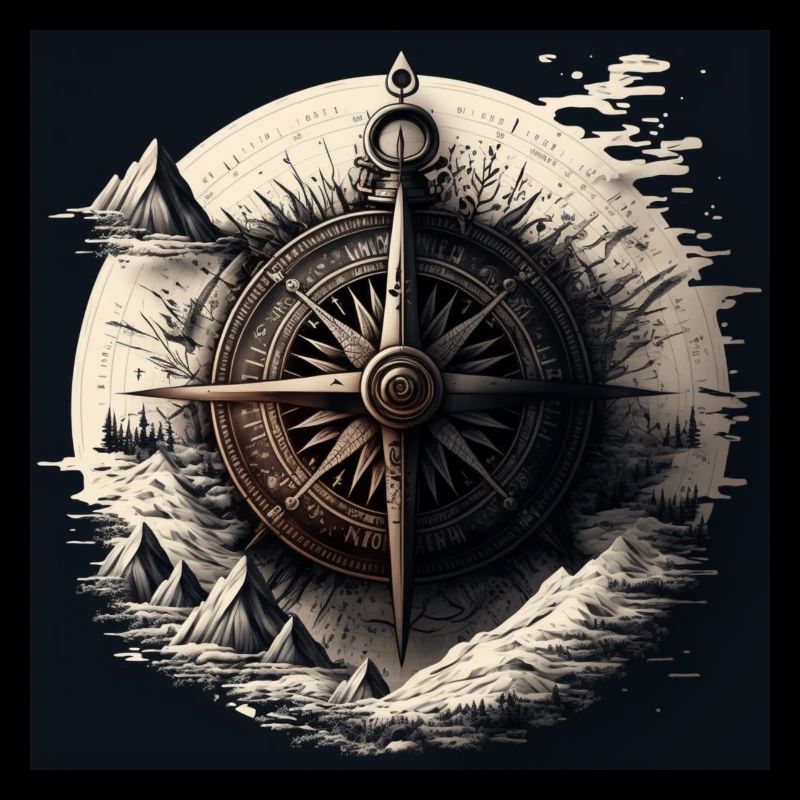 artistic sailor compass on the high seas