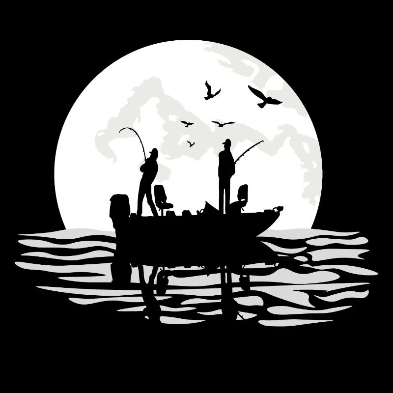 Amis pêcher ensemble au clair de lune 4