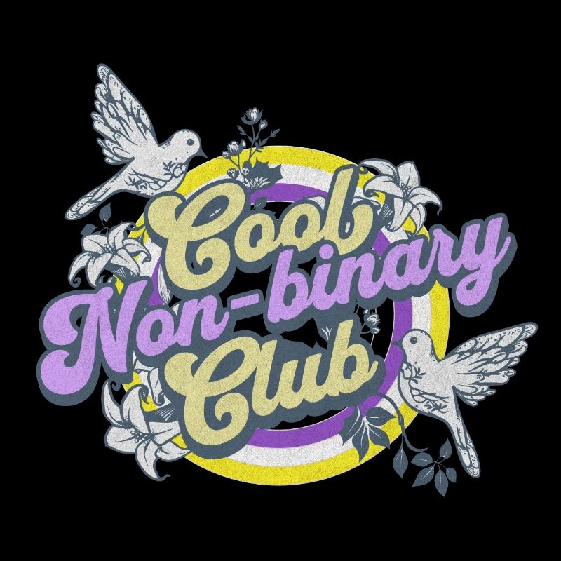 Cool Non-Binary Club Distressed Vintage Logo