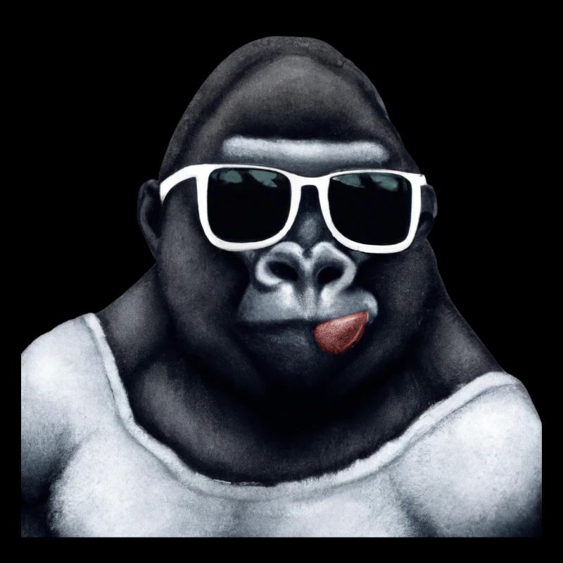 großer lustiger Gorilla mit cooler Sonnenbrille