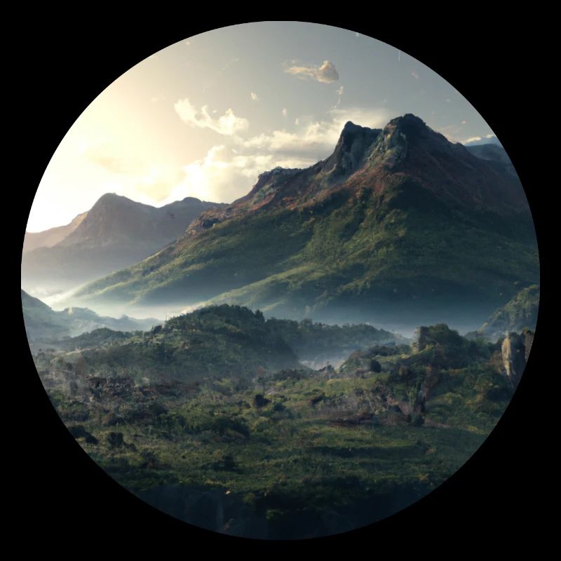 Beau paysage de montagne dans le brouillard