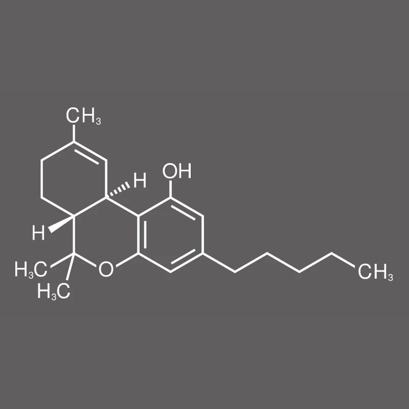 Formule structurelle de la molécule de THC