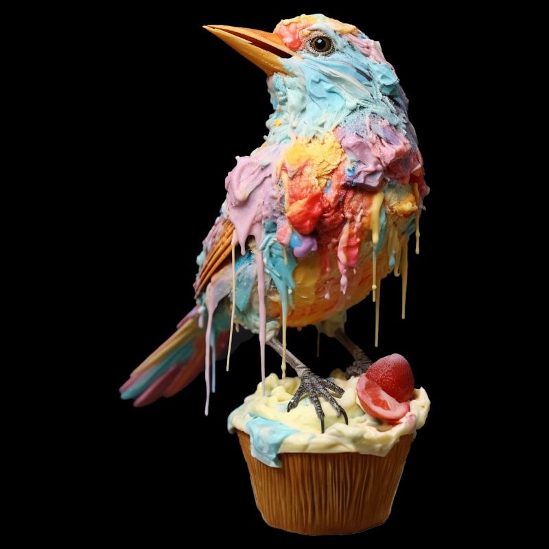 Oiseau crème glacée sur cupcake