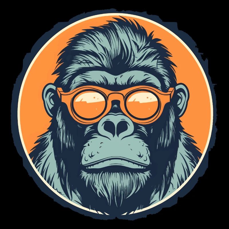 Gorilla with sunglasses, monkey, primate