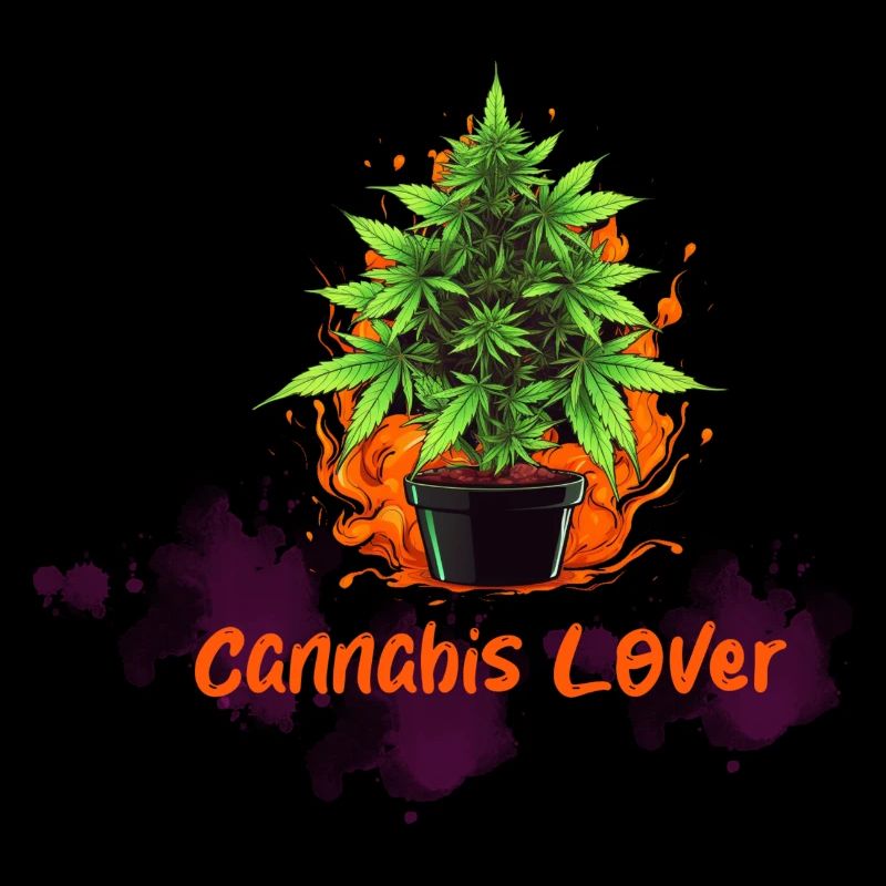 Logo de plante de fleur de puissance d’amant de cannabis