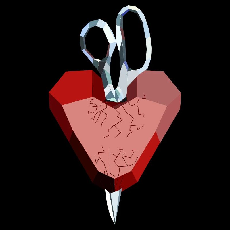 Broken heart of ruby and diamond