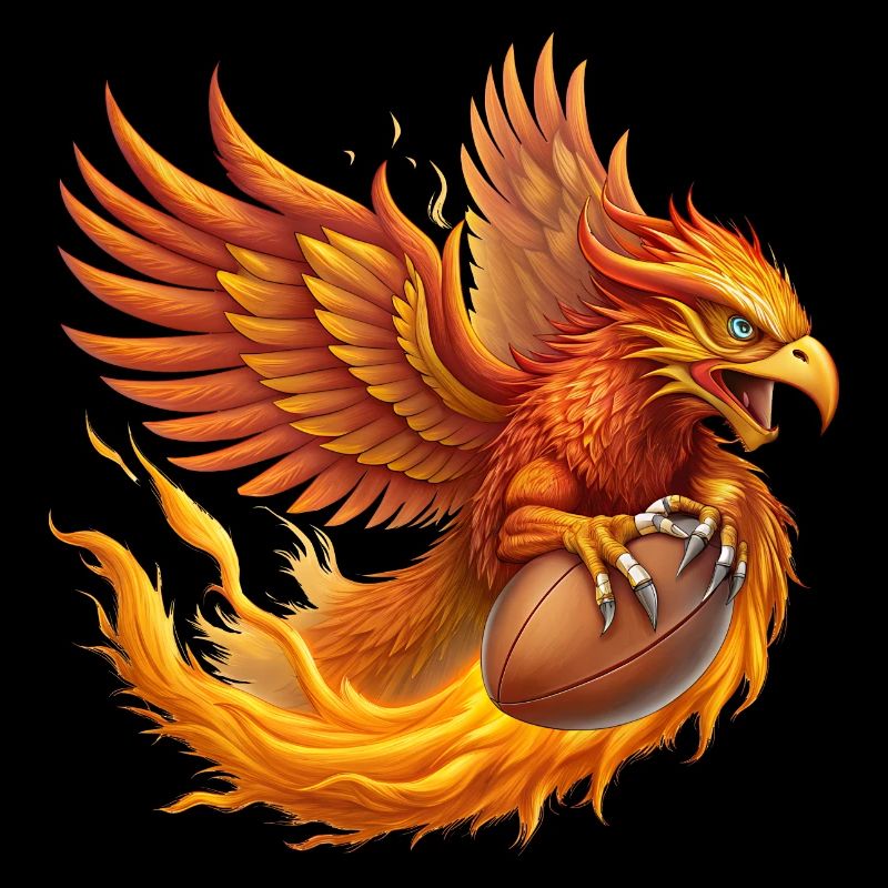 Hyper realistic phoenix striking out soccer ball