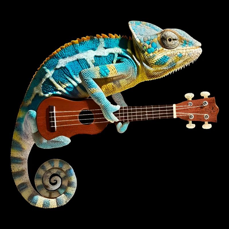 Chamäleon mit Ukulele