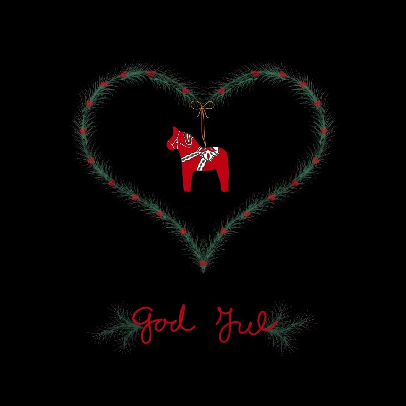 coeur de Noël rouge/vert avec cheval Dala