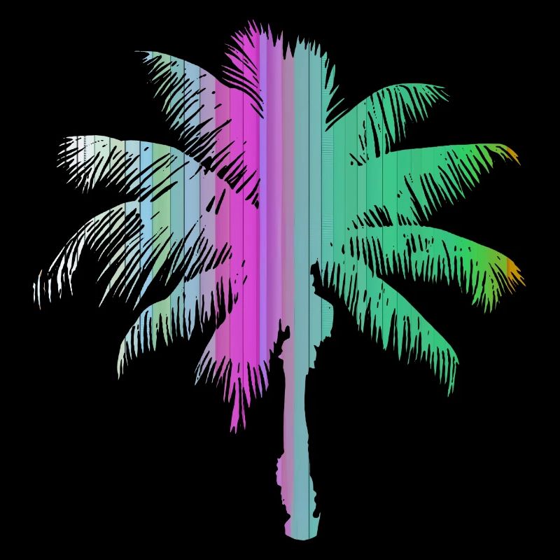 Tropical Beach Paradise Palm Trees Rainbow 3