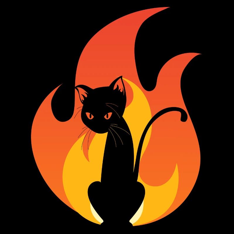 Cat flame fire devil hell Satan black cat