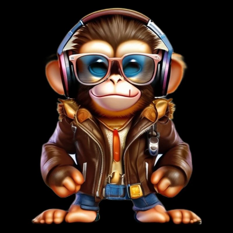 affe mit Leder Jacke