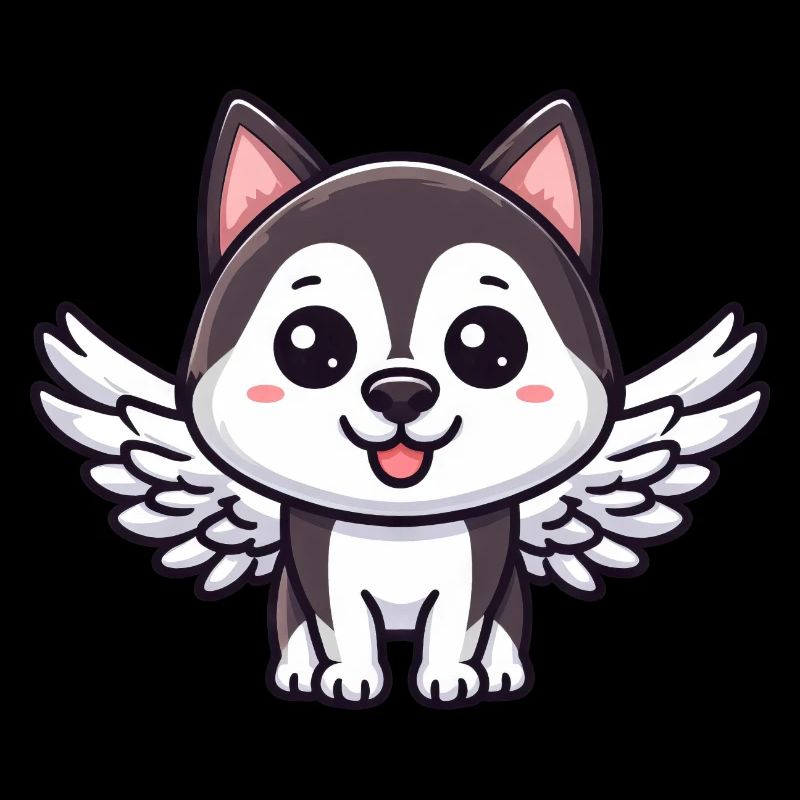 Engel-Husky, Flügel-Comic, Himmel-Hund