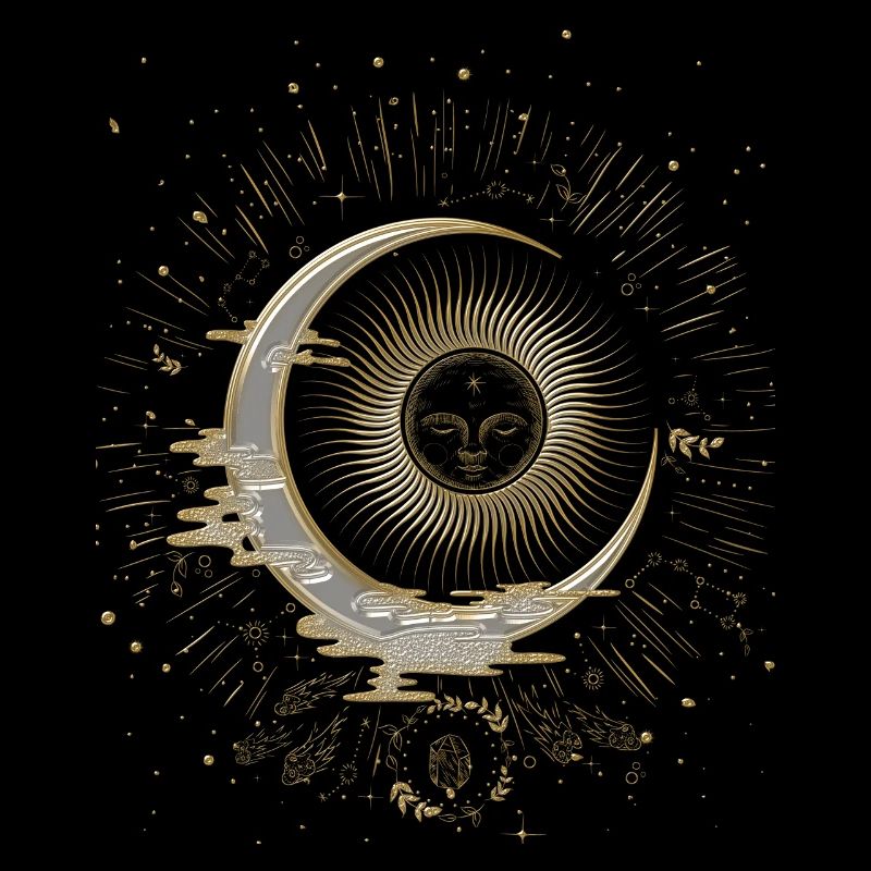 Die Sonne und der Mond mit Sternen