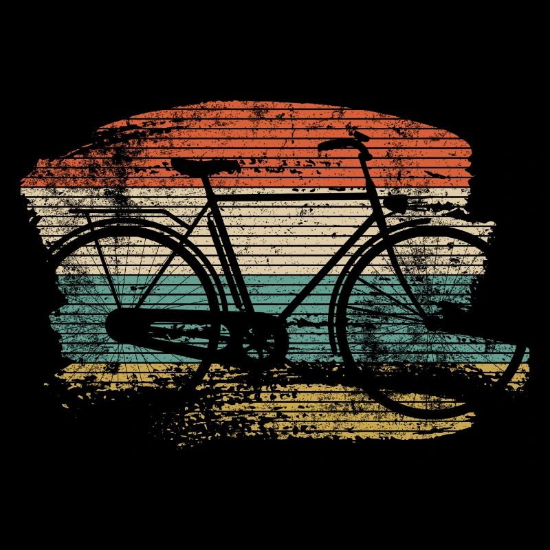 Silhouette de vélo rétro sur rayures coucher de soleil