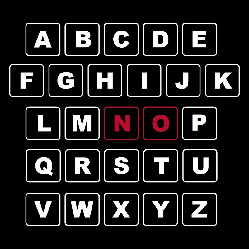 ABC White with first word - NO in red