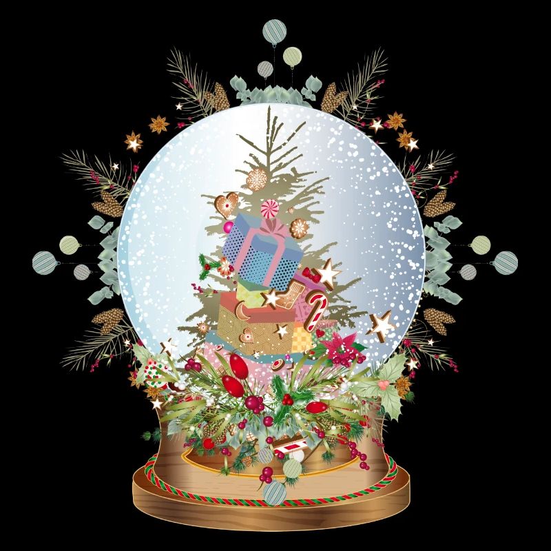 beautiful nostalgic snow globe with Christmas tree