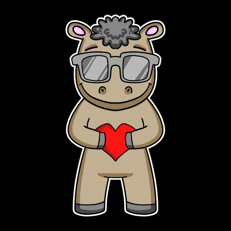 Cooles Pferd mit Brille und Herz