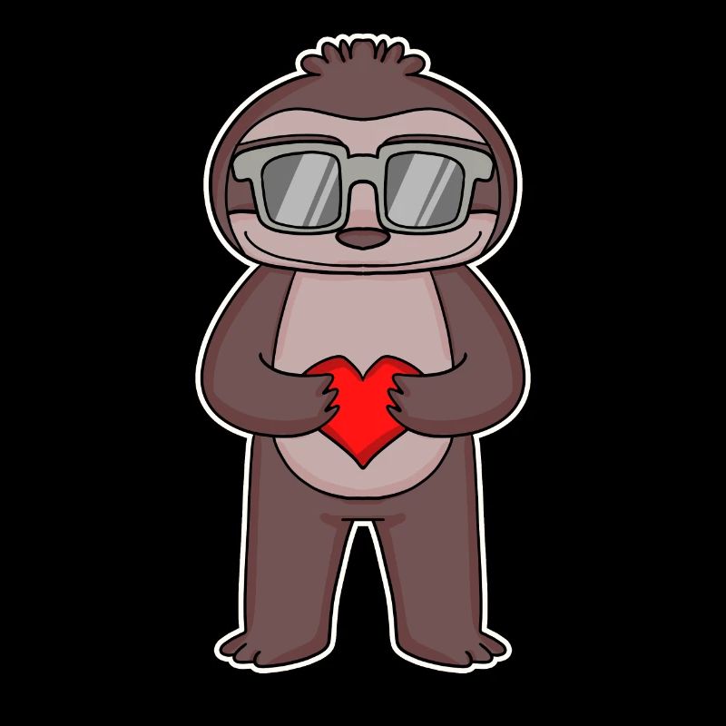 Faultier mit Herz und Brille