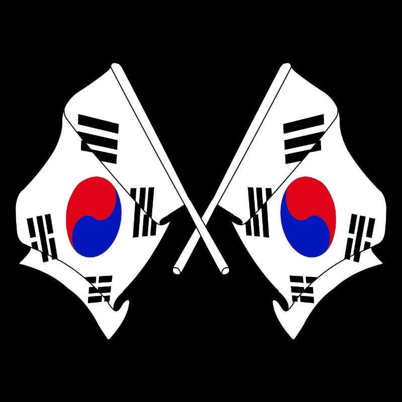 Deux drapeaux croisés de la Corée du Sud