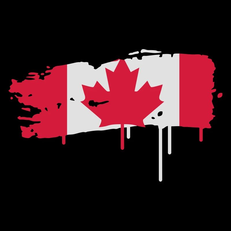 Brushstroke in red and white with maple leaf