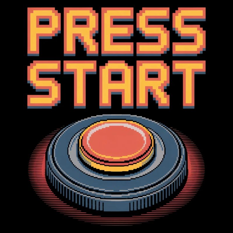 Press Start Retro Gaming Pixel Arcade Button