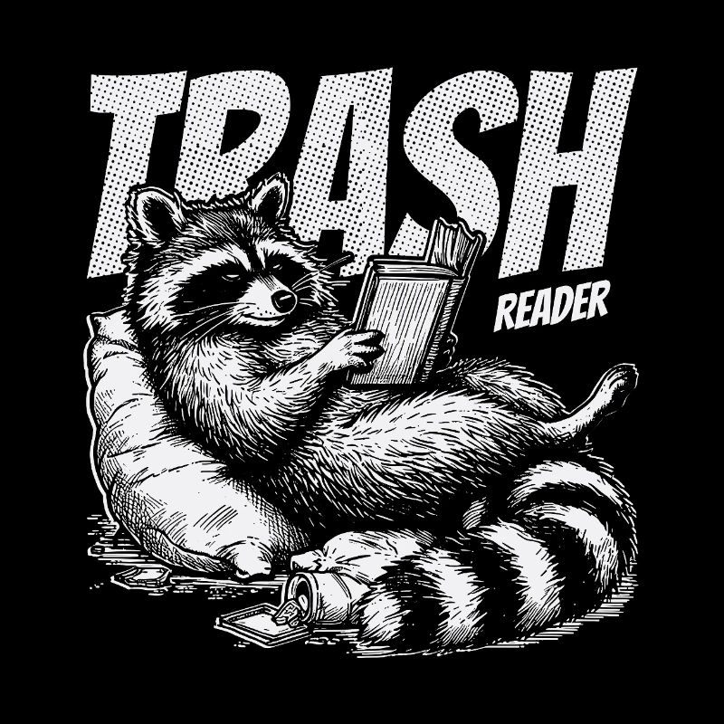 Trash Reader Funny Raccoon Bookworm Retro