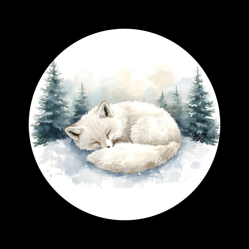 Polarfuchs Schneeschlaf Aquarell