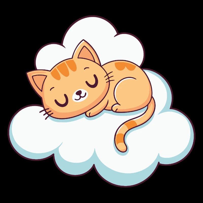 Sleeping kitten on cloud