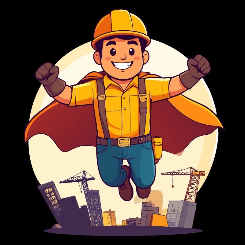 Héros de la construction Super-héros ouvrier du bâtiment Héros sur le chantier