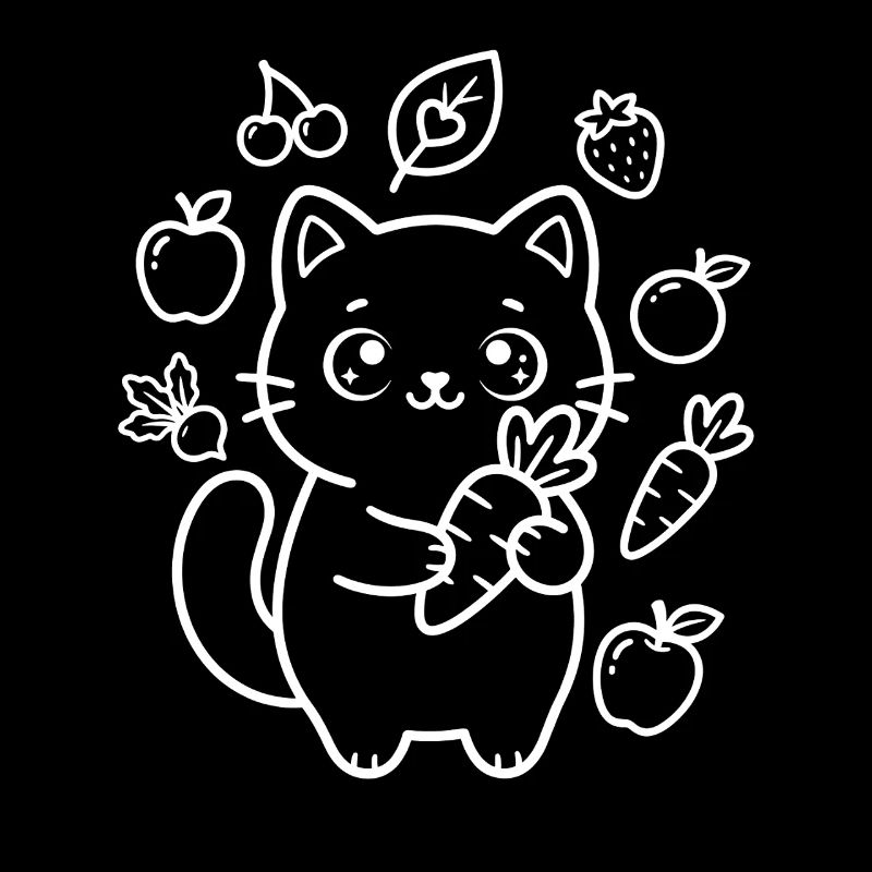 Fruit and Vegetable Kawaii Cat