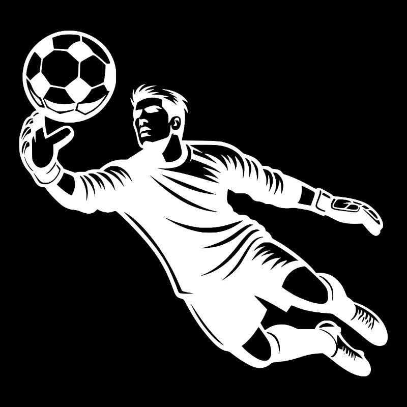 Fußballtorwart bei einer Glanzparade im Sprung