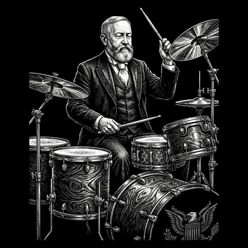 Benjamin Harrison joue de la batterie