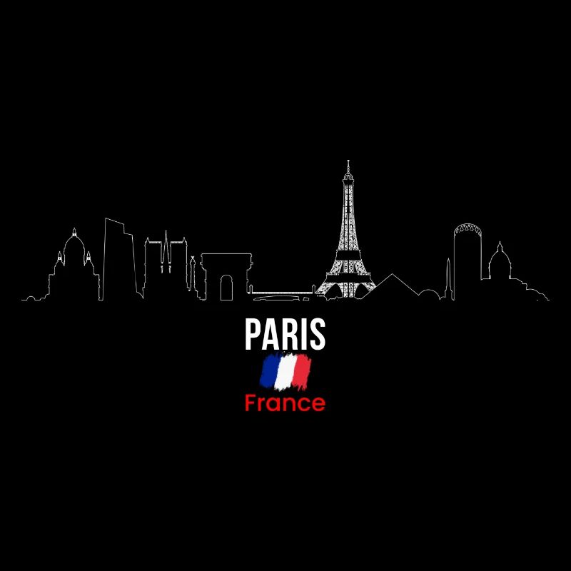 Paris Skyline Line Art