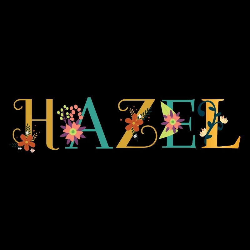 Art du nom HAZEL avec fleurs brodées